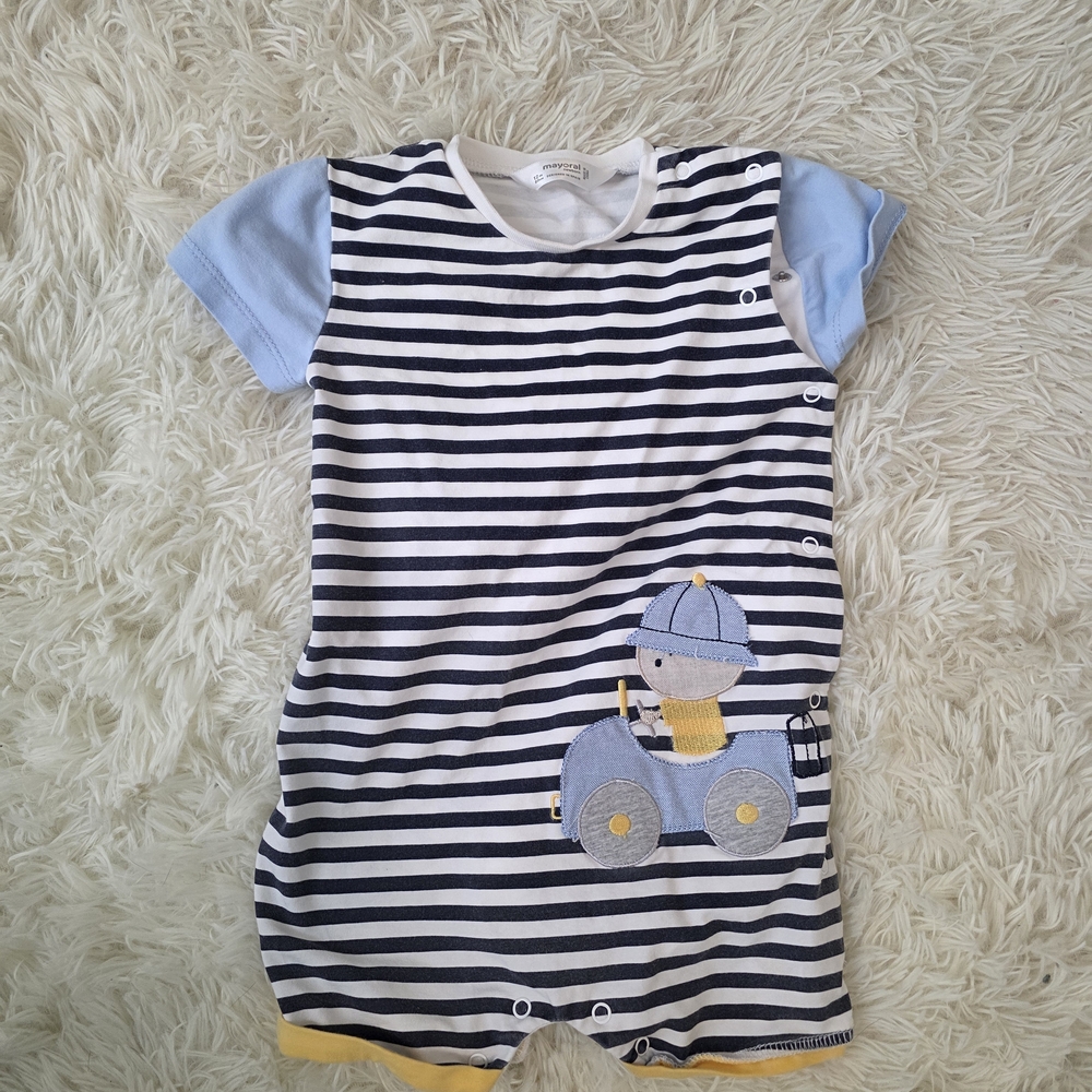 Mayoral Navy and White Striped Baby Top